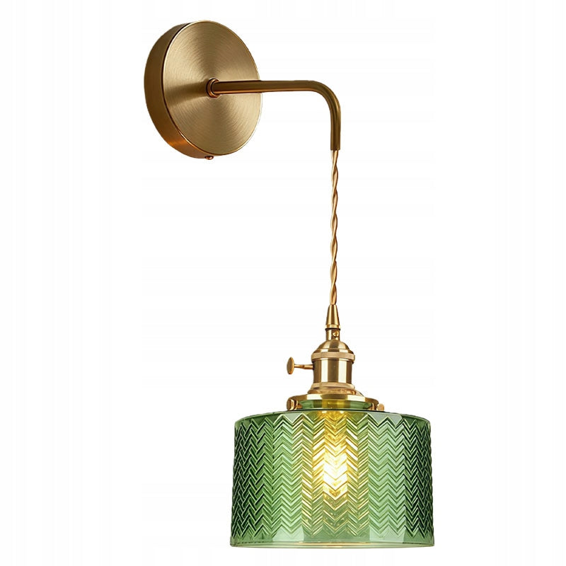 Modern Gold Wall Lamp Green Glass Shade E27 Adjustable Cord Light Fixture Packaging status original