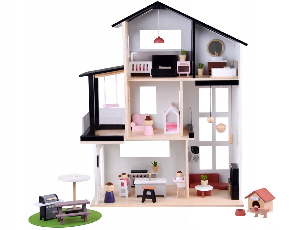Modern Wooden Dollhouse in LOFT Style + dolls furniture ZA5073 Kid's age 3+ years