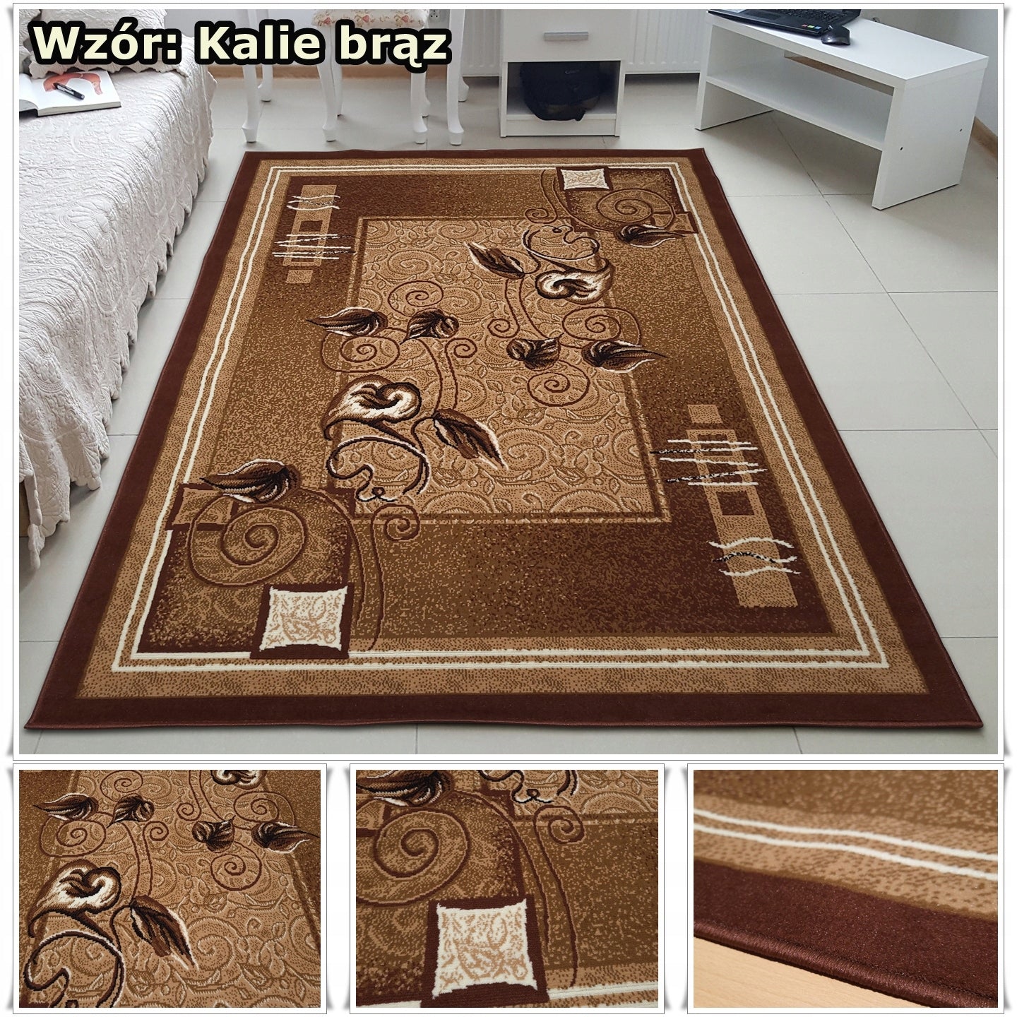 Modern Woven Carpet 200x300 2x3 Grey Brown Bordo Alfa BCF Shiraz Brand Hubert