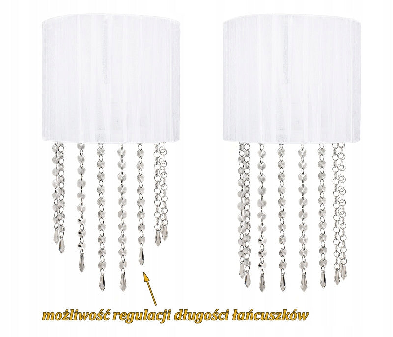 Modern glamorous white crystal wall lamp