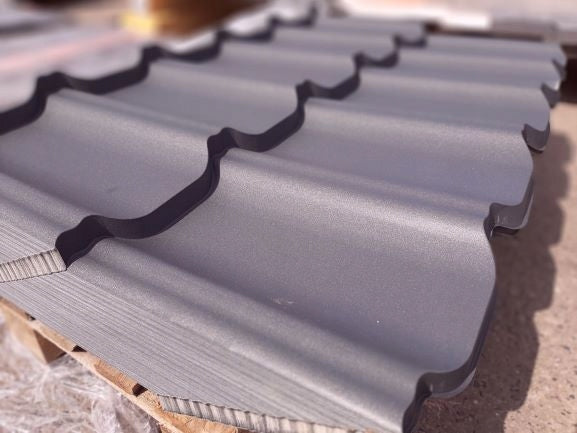 Modular roof tile R7016 mat, corrugated roof Element width 120 cm