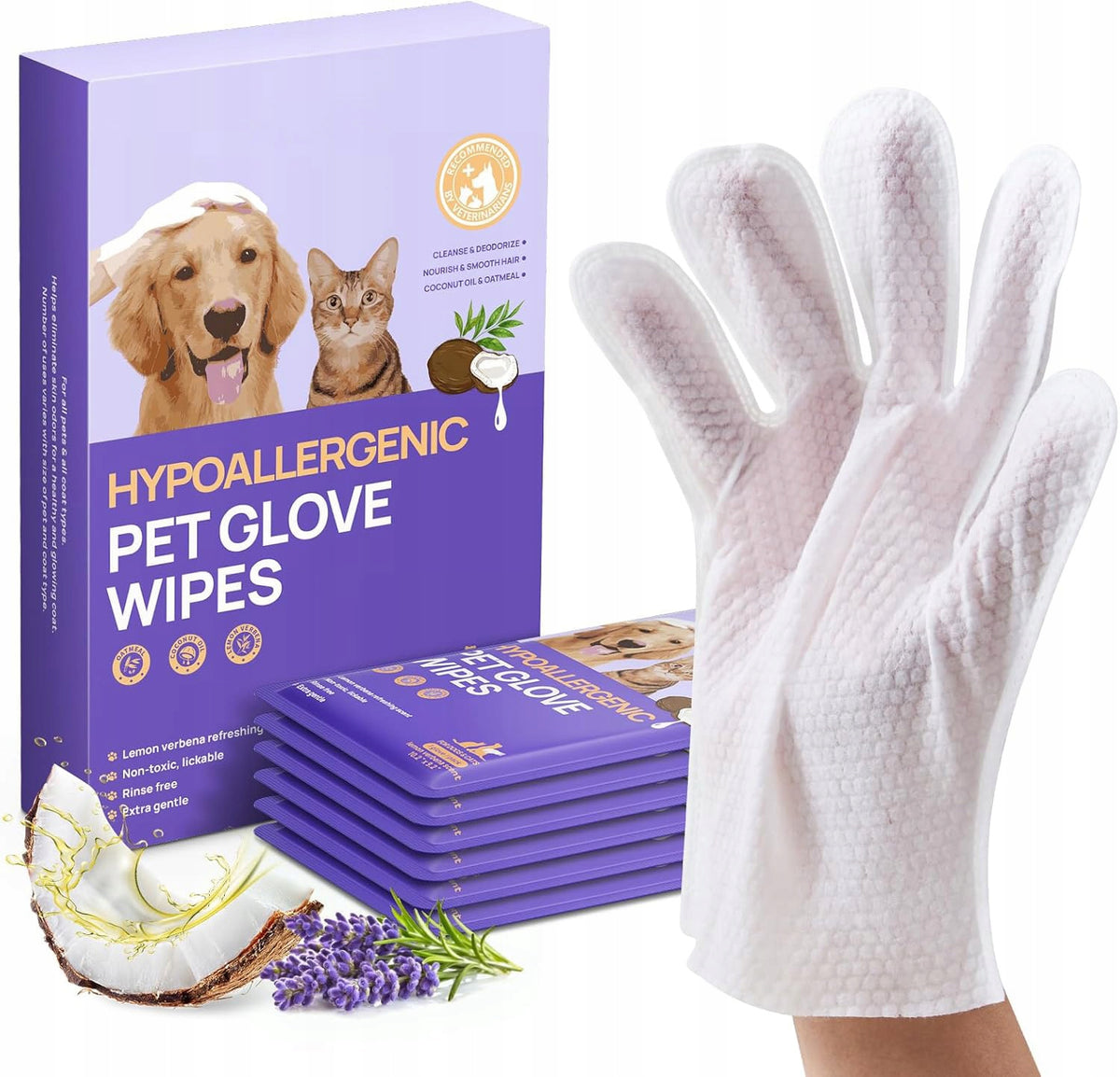 Moisturized Animal Cleaning Gloves: For Dogs and Cats 20 PCS.