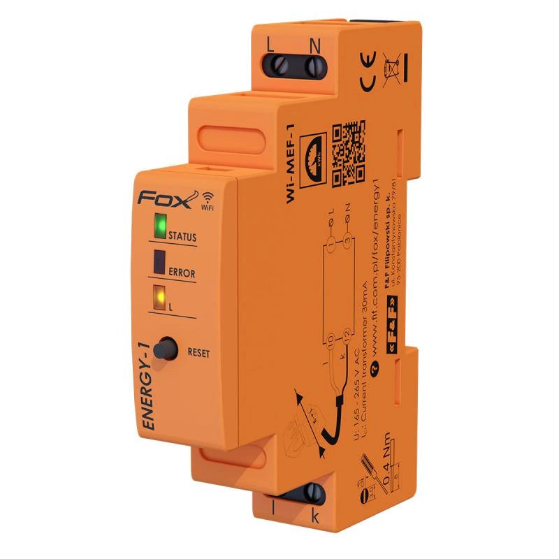 Monitor energy meter WiFi 1-FAZ 40A with Antenna 230V FOX F&F EAN (GTIN) 5902431675961