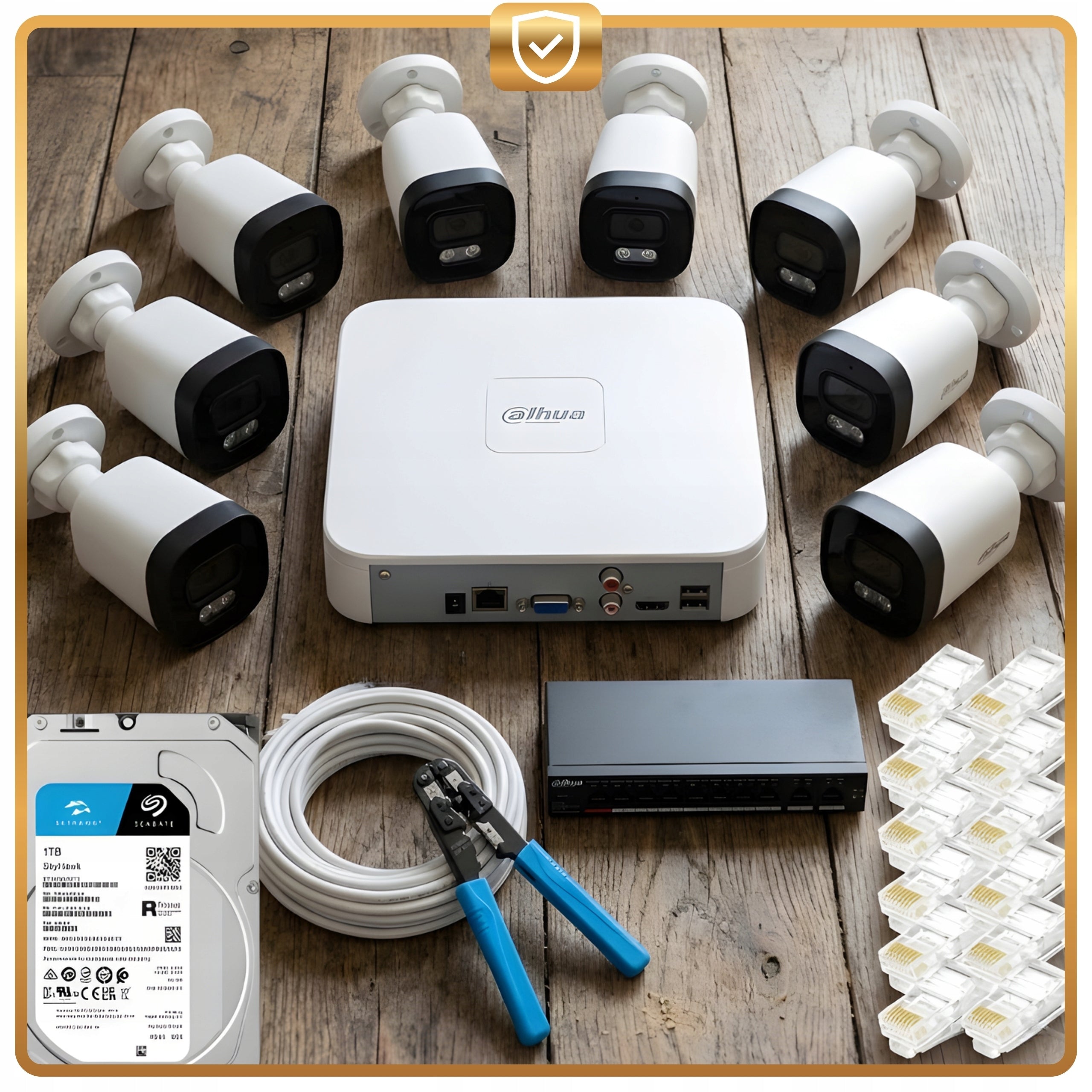 Monitoring IP Camera Kit 8x Outdoor PoE Camera 4Mpx Color At Night LED Packaging status original