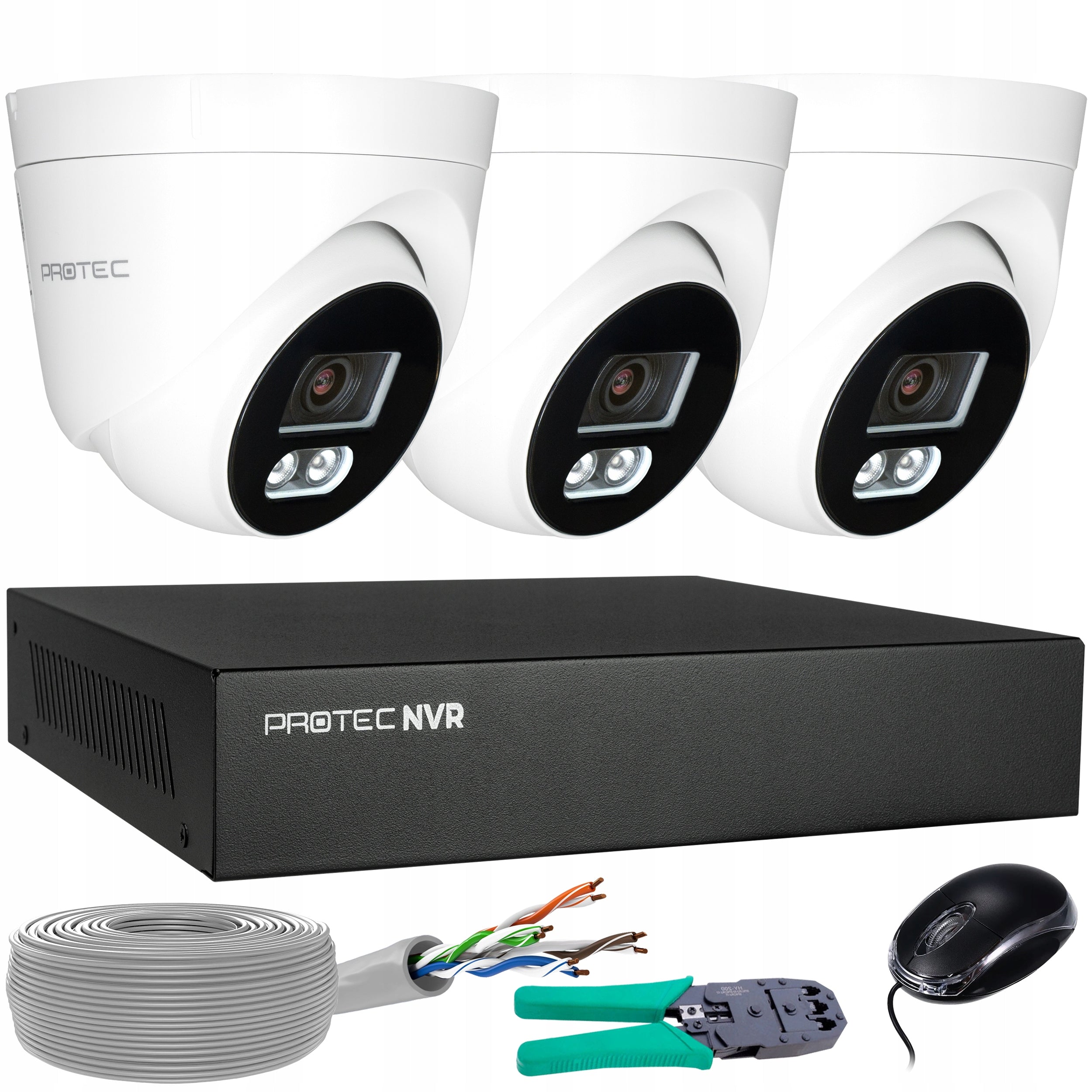 Monitoring Kit 3 IP Cameras 8MP 4K POE Human Detection Without hdd