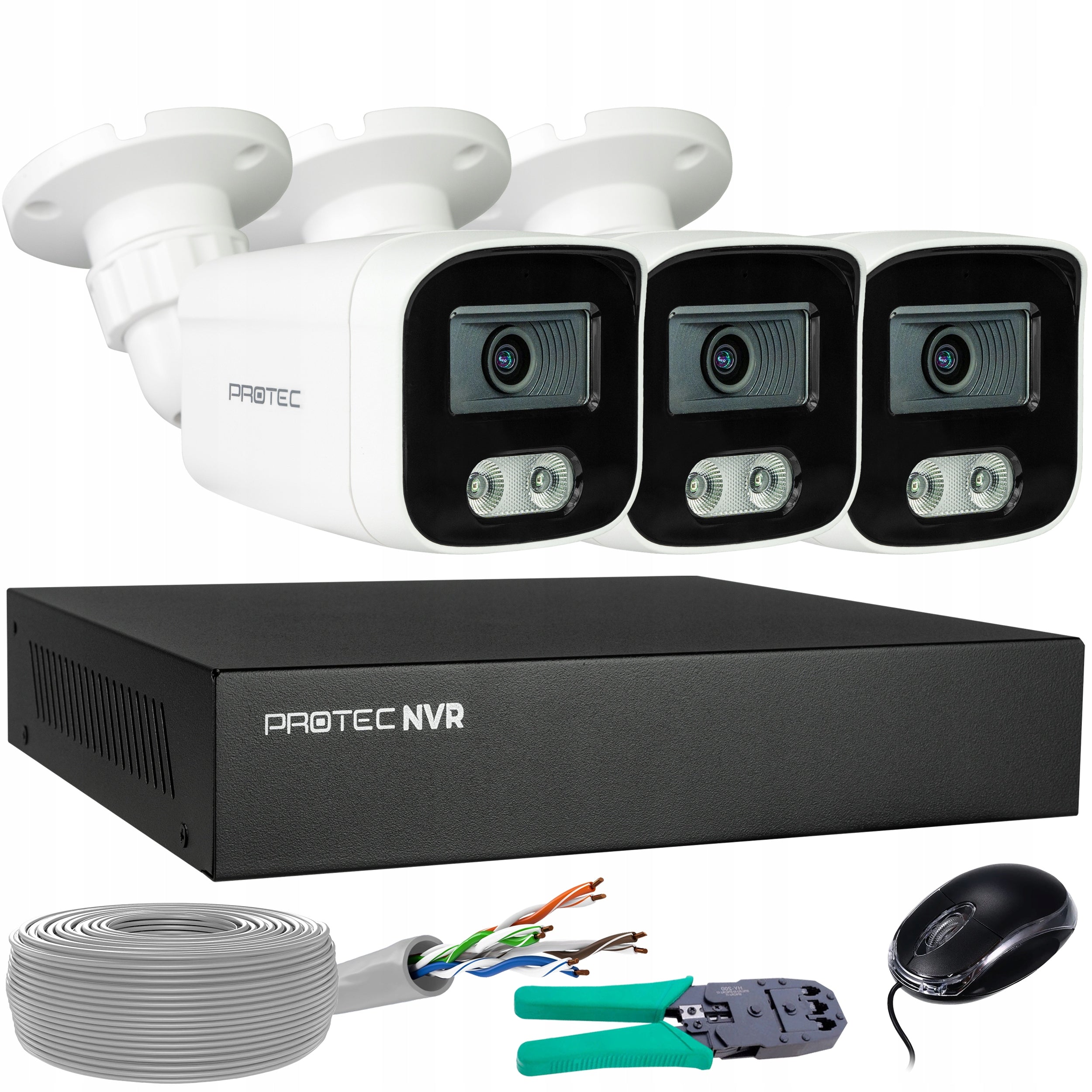 Monitoring Kit 3 IP Cameras 8MP PoE Microphone Human Detection Without hdd
