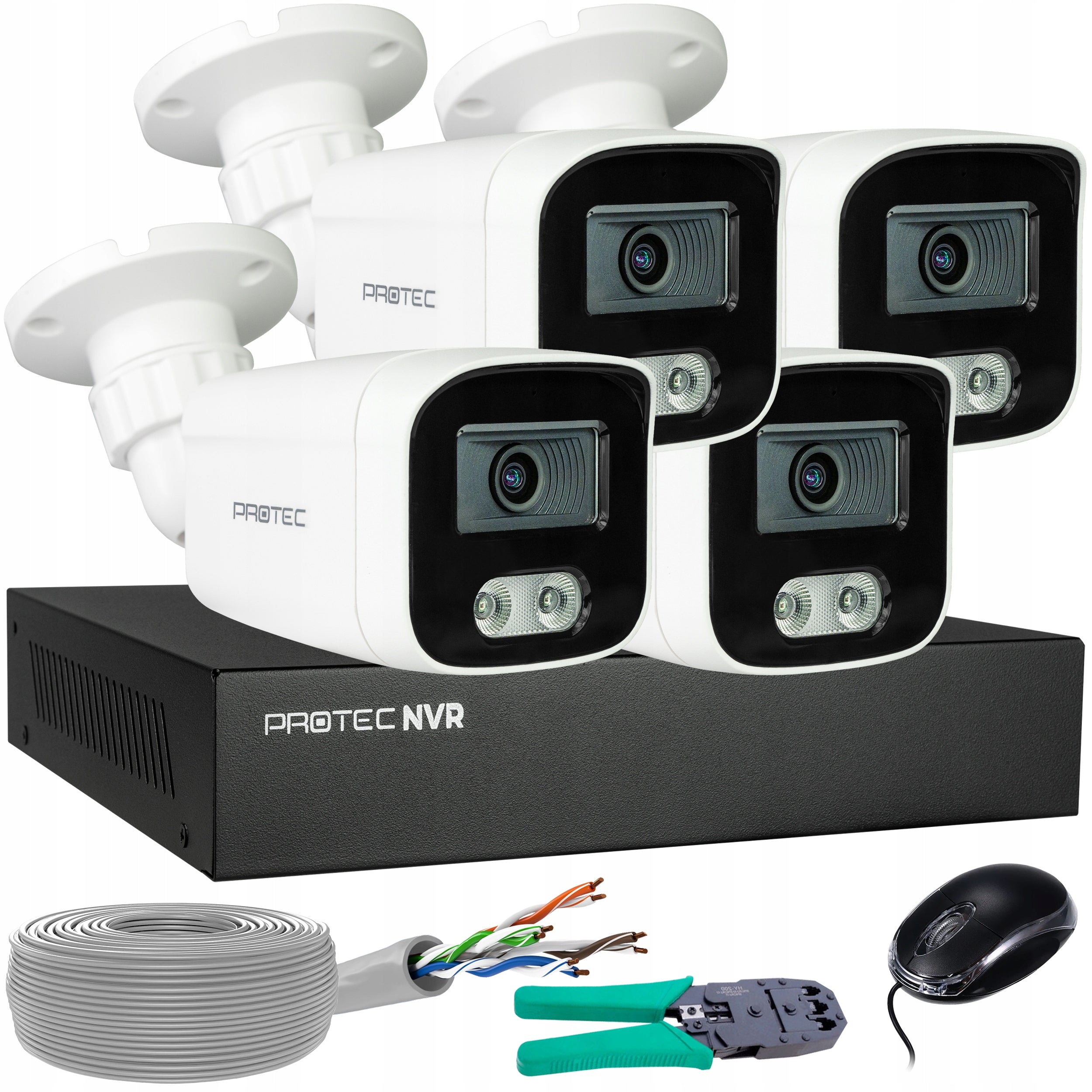 Monitoring Kit 4 IP Cameras 8MP PoE Microphone Human Detection Without hdd