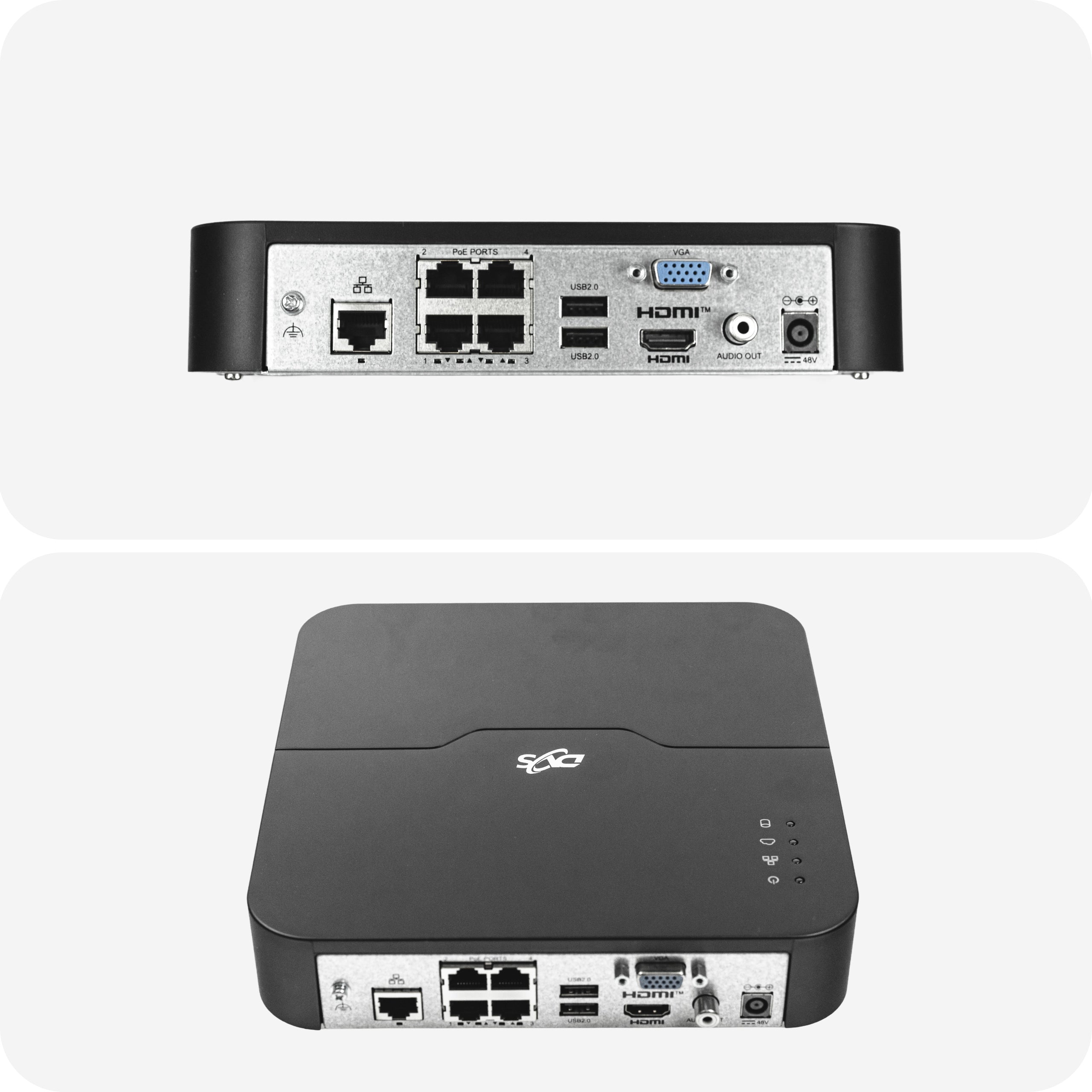 Monitoring kit 2 IP PoE cameras 5Mpx tube for home and apartment AI DVS Manufacturer code DVS-NVR0401-U8-PoE+2xDVS-MP5028UT-IP POE IP