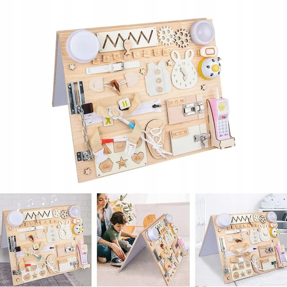 Montesori Sensory Educational Manipulation Board For Children Large 20in1