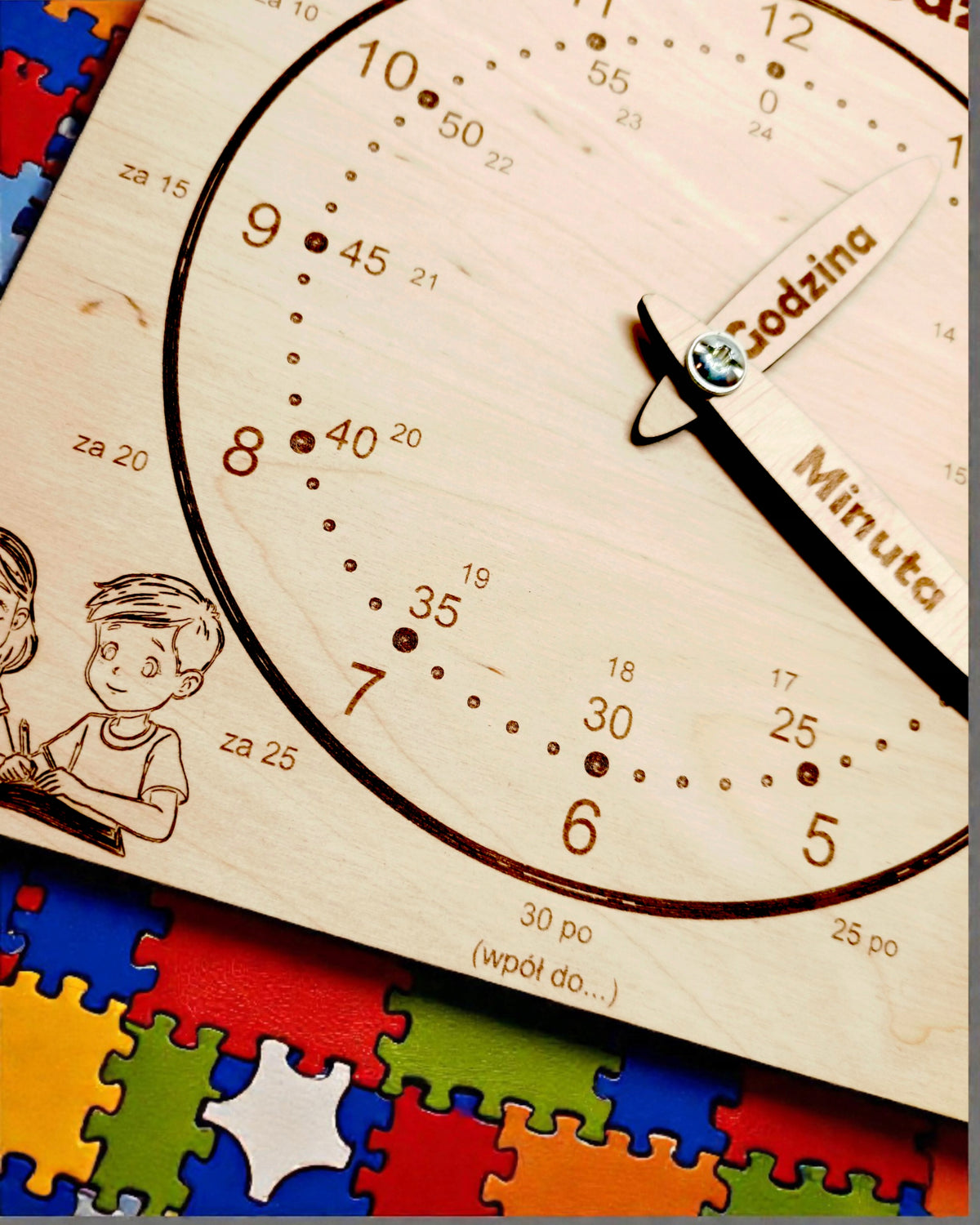 Montessori Educational Clock Wooden Large Learning Hours by Playing Brand no brand