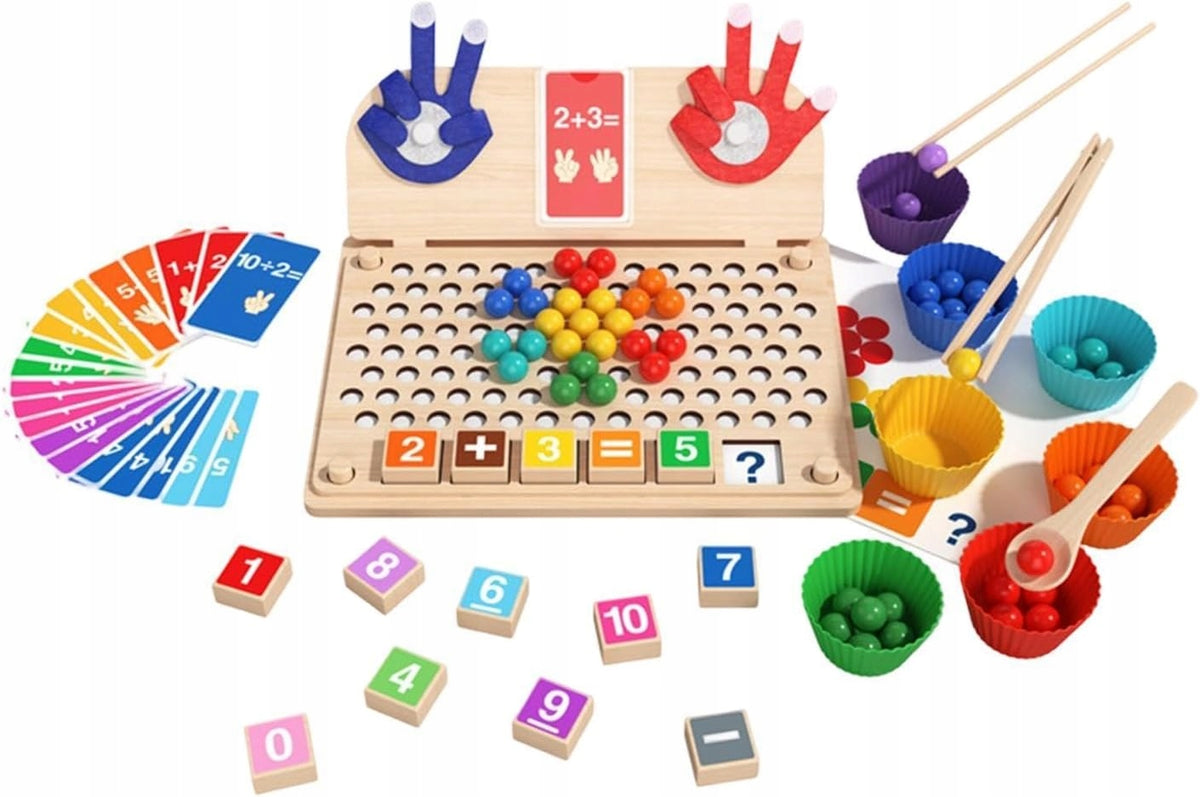 Montessori Educational Toy Wooden Board Learning Counting Sorting Manufacturer code Gra Zręcznościowa Drewniana Matematyka Kolory