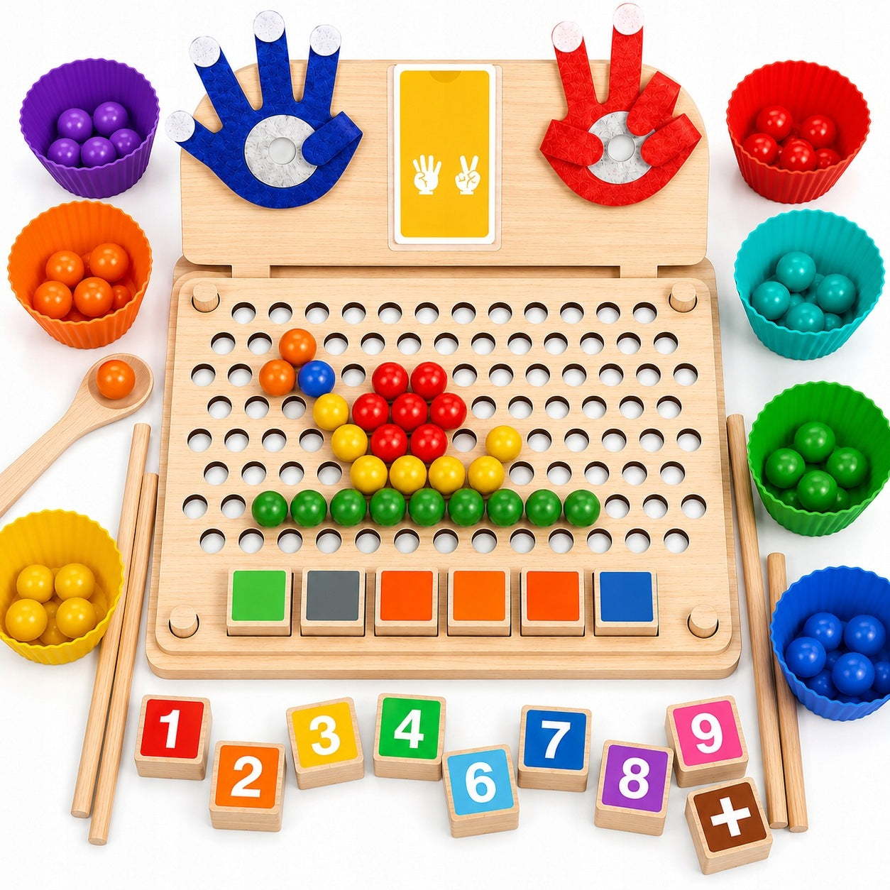 Montessori Educational Toy Wooden Board Learning Counting Sorting