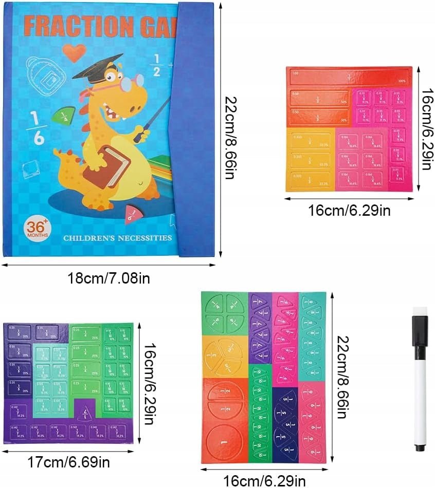 Montessori Fraction Puzzle - Magnetic with Erasable Pen Manufacturer code SKU000620
