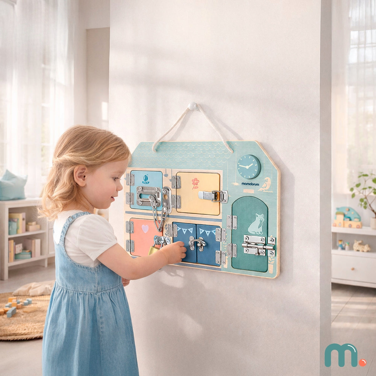 Montessori Manipulation Board Wooden Sensory House with Locks Manufacturer code MAM288 BUSY BOARD