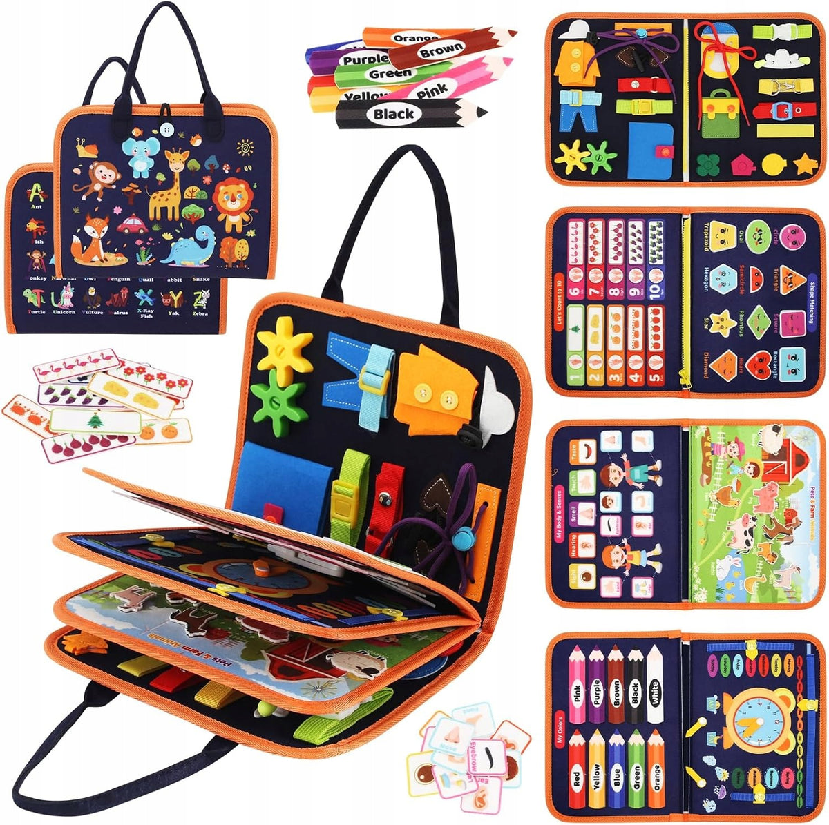 Montessori Sensory Book 8in1 Manipulation Board