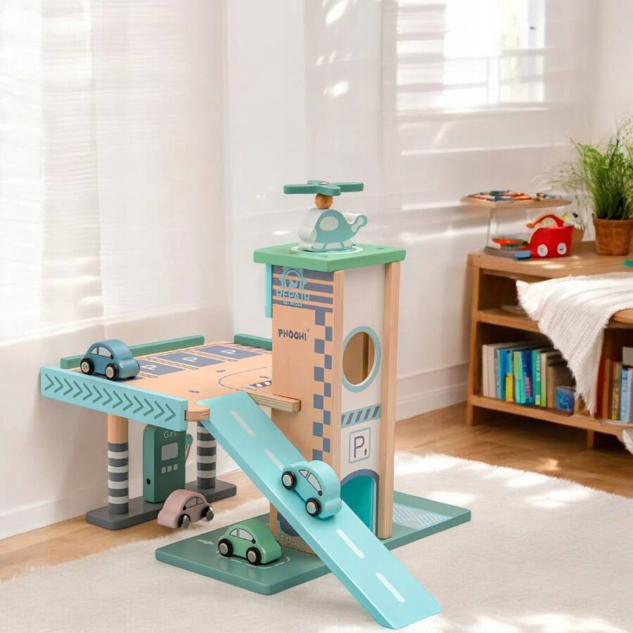 Montessori Toy Wooden Parking Garage Elevator Station Toy for Kids EAN (GTIN) 5905979541798