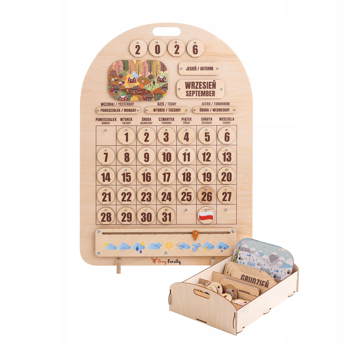 Montessori Wood&Date Wooden Educational Calendar for Children