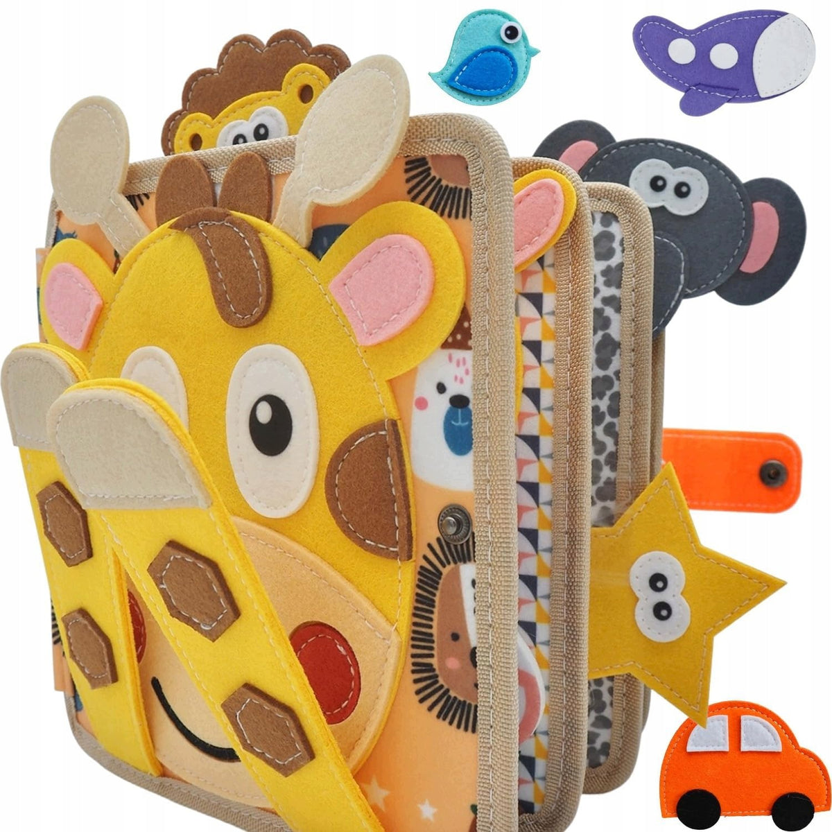 Montessori toy felt book giraffe 1-3 years travel
