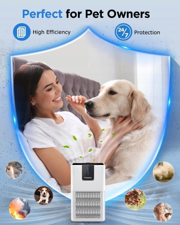 Mooka Air Purifier HEPA Filter H13, Aromatherapy Function, White Packaging status original