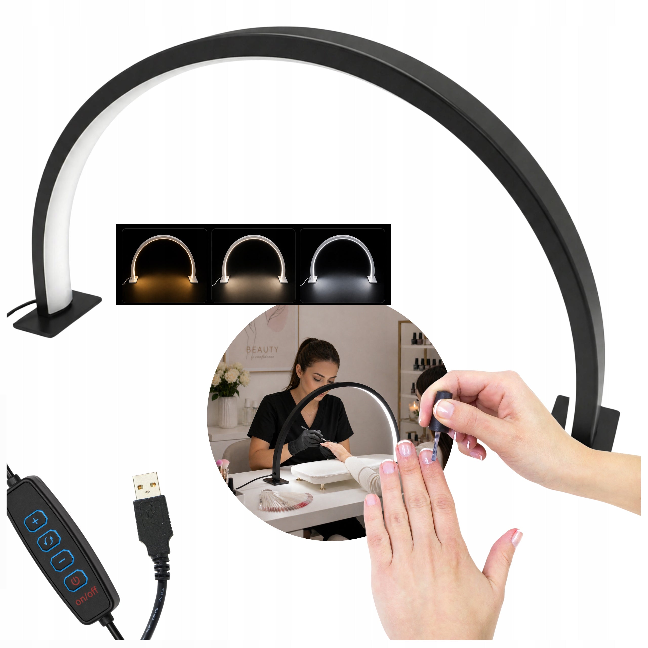 Moon LED Arch 20W Cosmetic Lamp with Remote Control 40cm FOR DESK BLACK