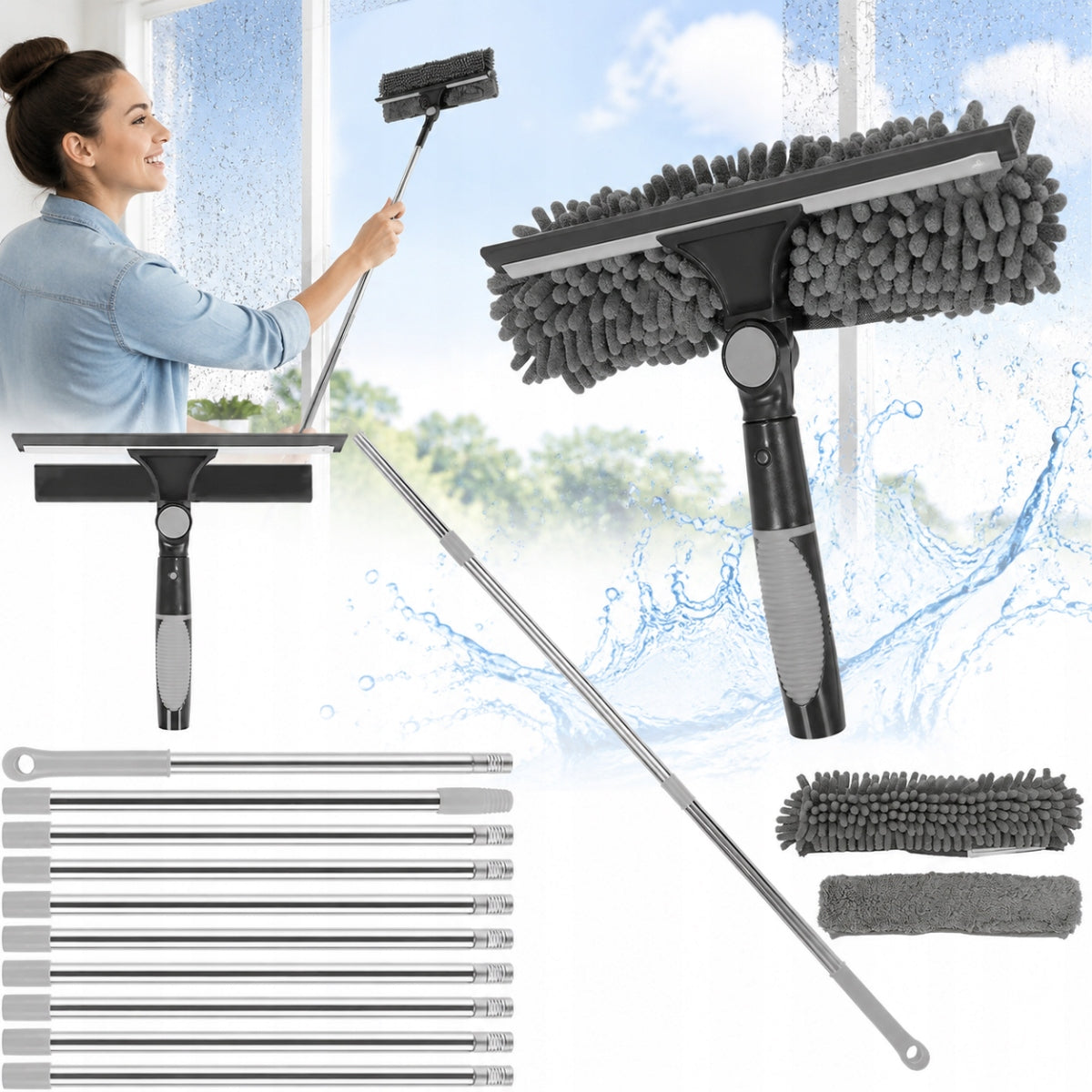 Mop FOR WINDOWS telescopic washer squeegee for washing windows of cabin mirrors long