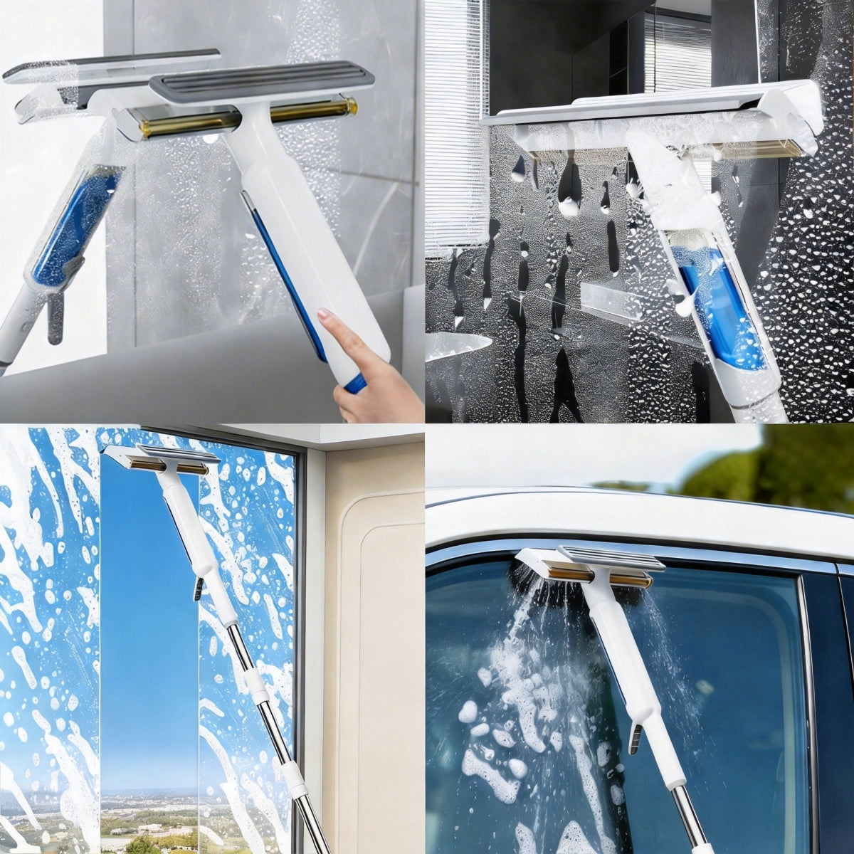 Mop with Spare Window Washer Squeegee Telescopic Pole Catch Box 2in1 Brand no brand