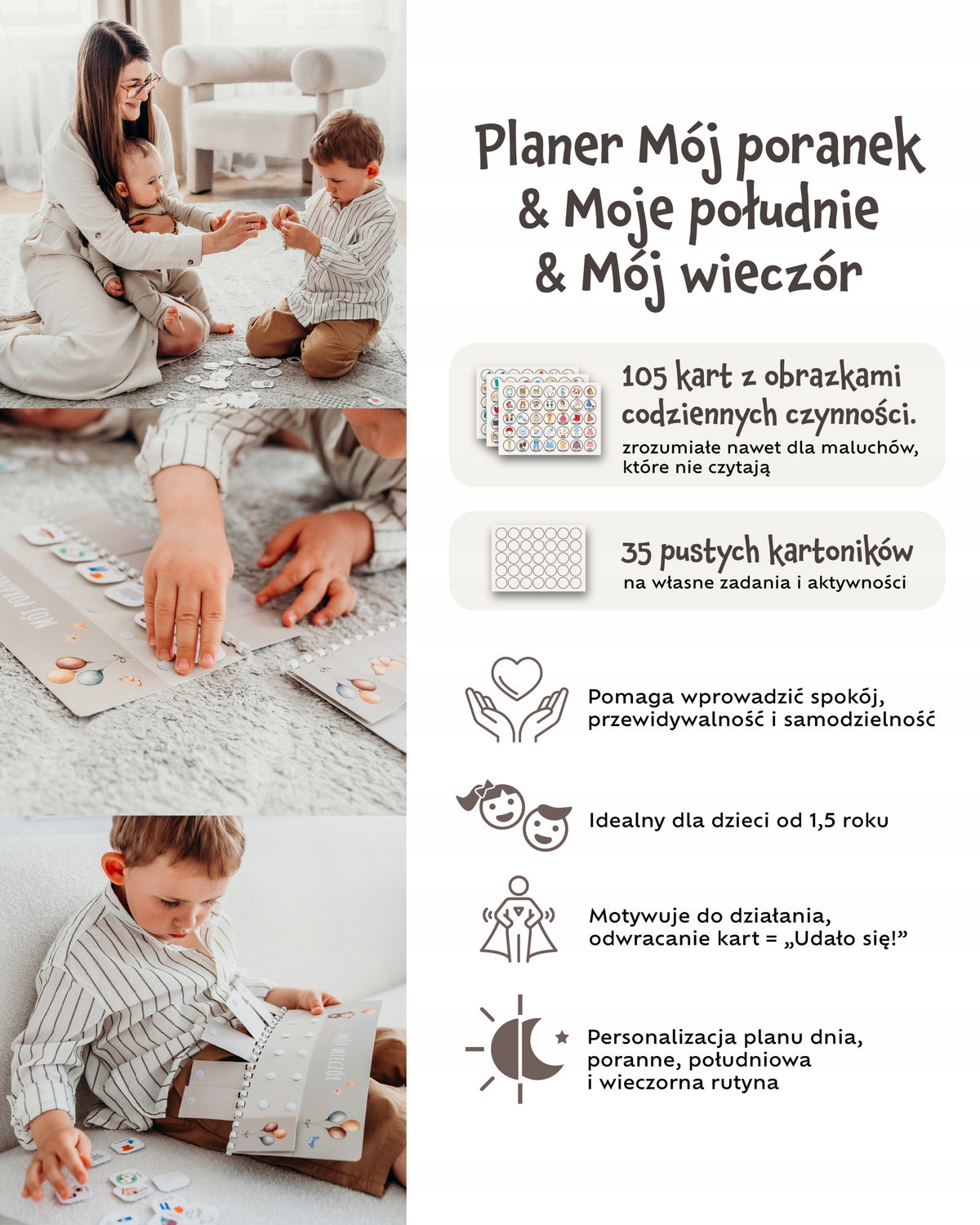 Morning planner afternoon evening motivation 140 Velcro activity cards Packaging status original