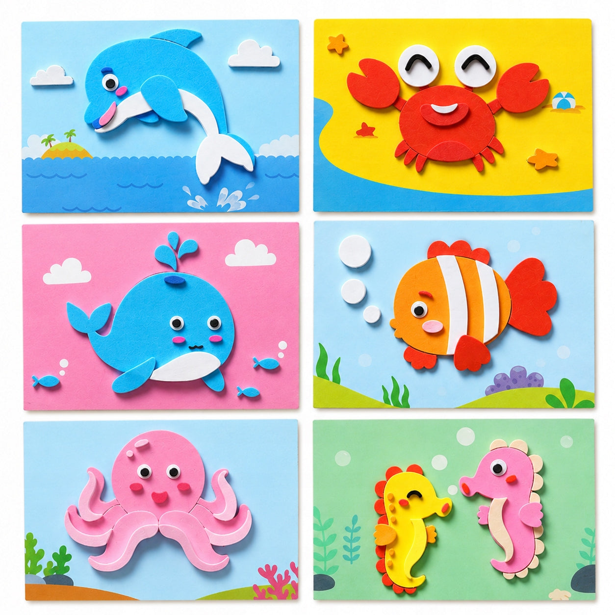 Mosaic Foam Sea Animals 6 Sheets DIY Sticker Kids