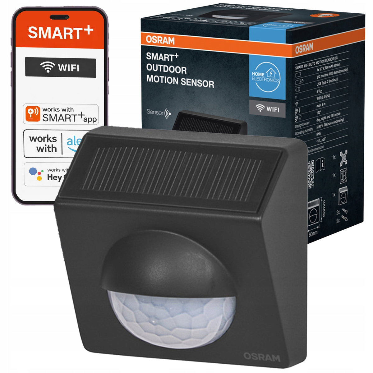 Motion Sensor Outdoor Solar Wireless 120° IP65 USB-C SMART WiFi