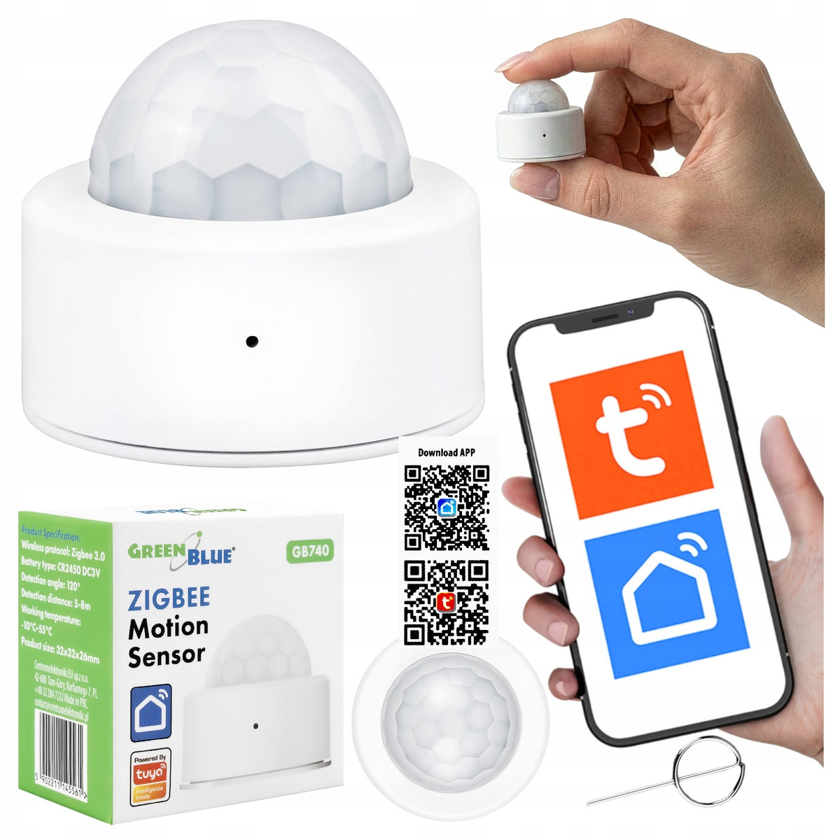 Motion sensor Smart white Zigbee Tuya presence battery wireless