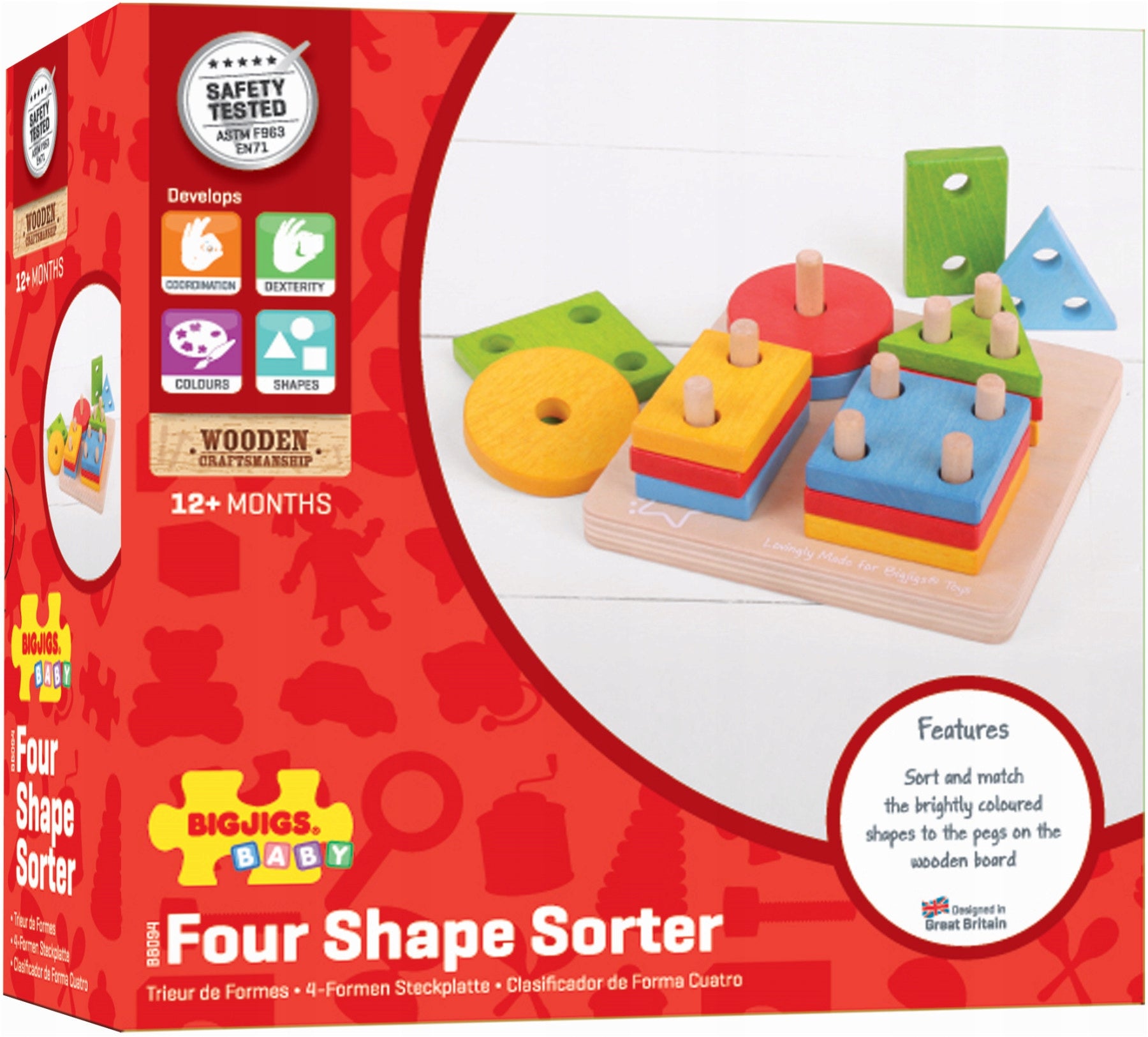 Motor puzzle PYRAMIDS SHAPES wooden Brand Bigjigs Toys