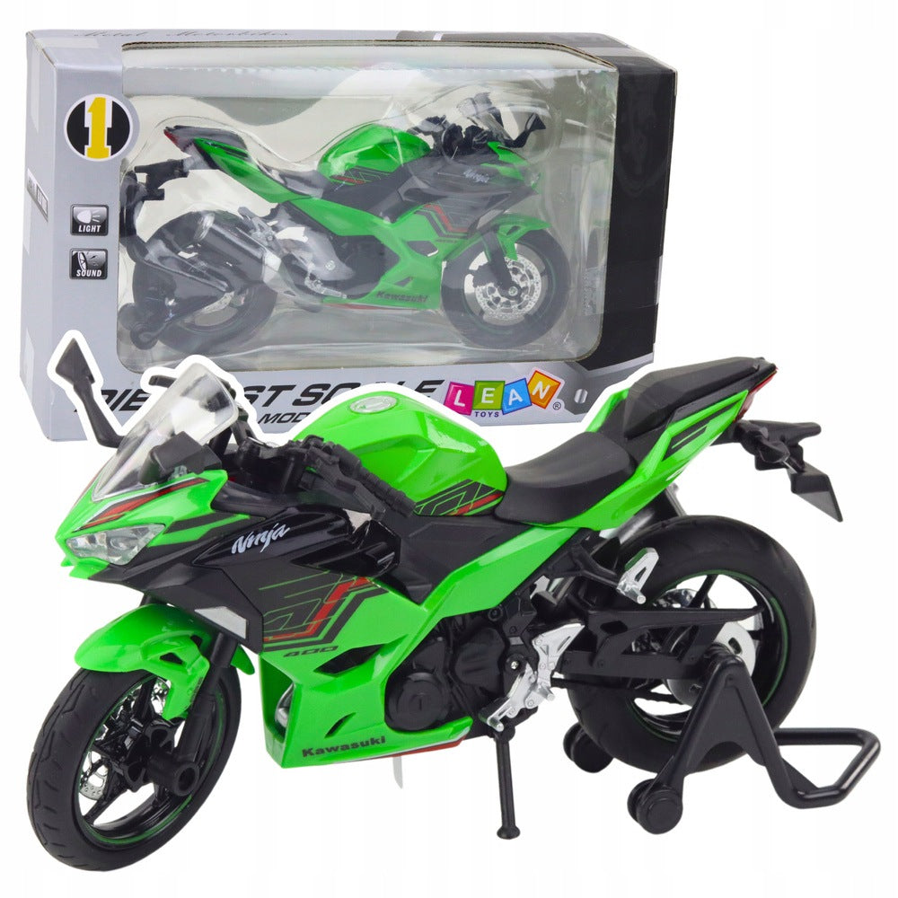 Motorcycle Sports Metal Lights Sounds Green 1:12