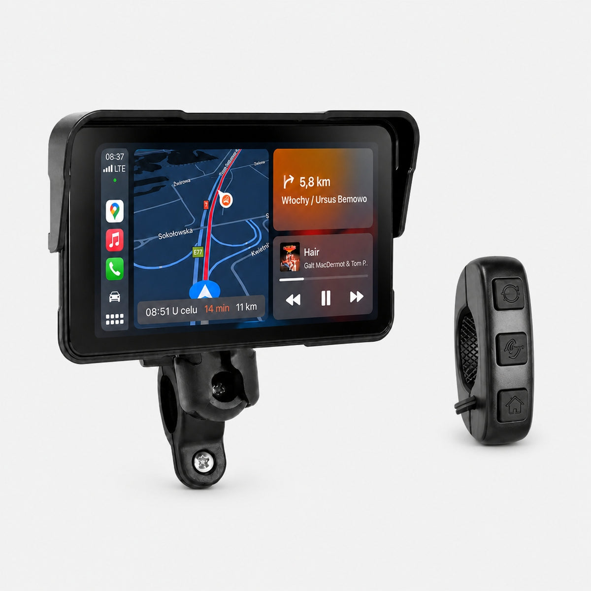 Motorcycle Touch Screen CarPlay / Android Auto 5” Podofo A4527