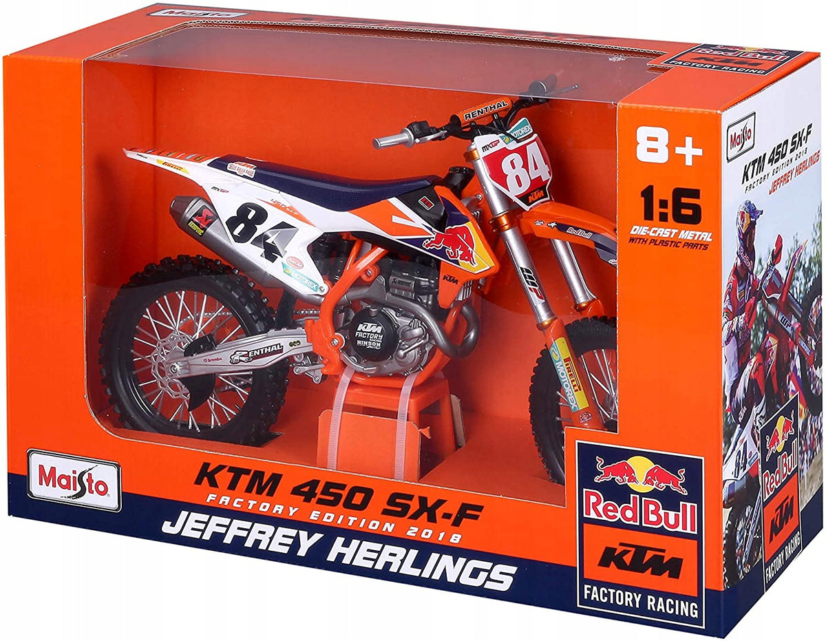 Motorcycle model Maisto KTM 450 SX- F Factory Edition 2018 1/ 6 with number Product weight with unit packaging 0.8 kg