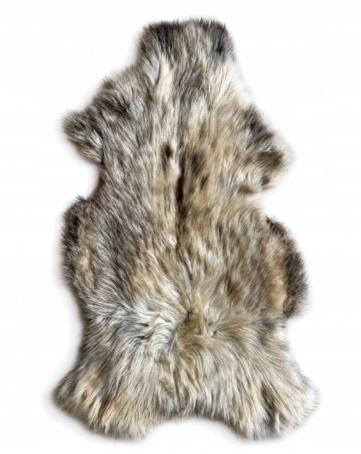 Mountain sheepskin "GRAY-CREAM" - 90cm/S (Lamb) 100%Natural!