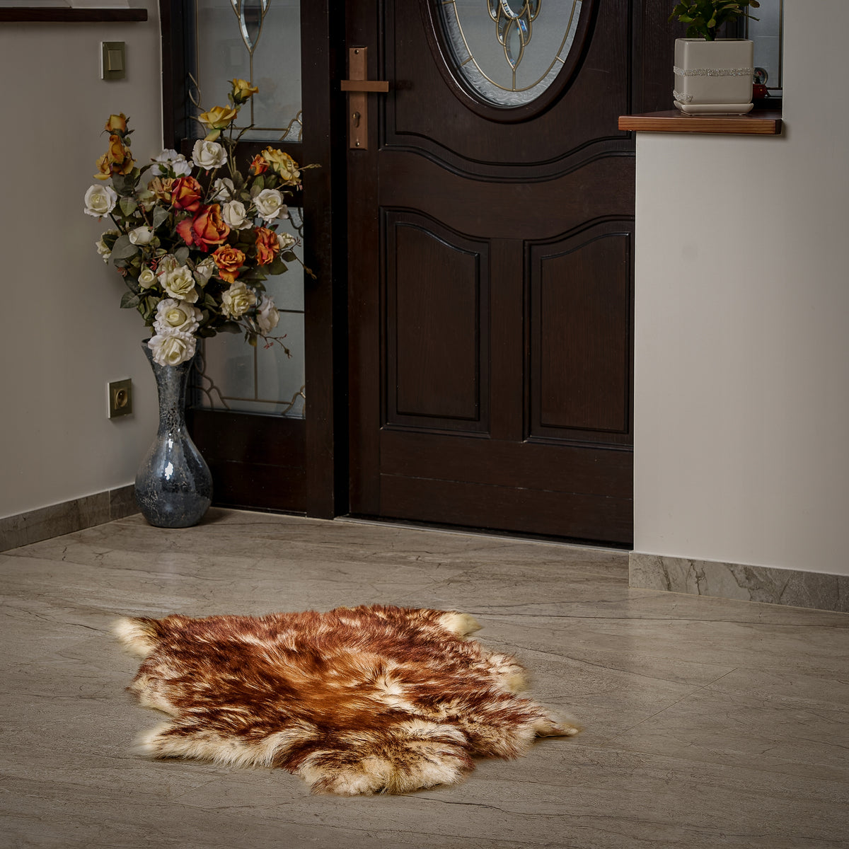Mountain sheepskin "MUFLON" - 120cm/XL (Big Lamb) 100%Natural! Manufacturer code Skóra Owcza Muflon Jagnięce Brązowo Biały