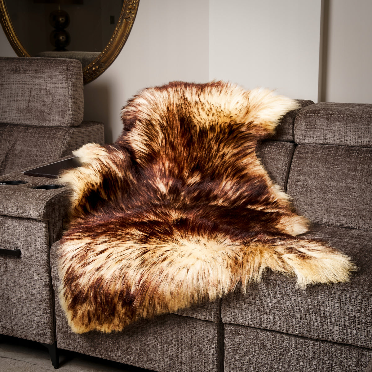 Mountain sheepskin "MUFLON" - 150cm/XXXXL (Big Mother) 100%Natural! Manufacturer code Skóra Owcza Muflon Matka Brązowo Biały