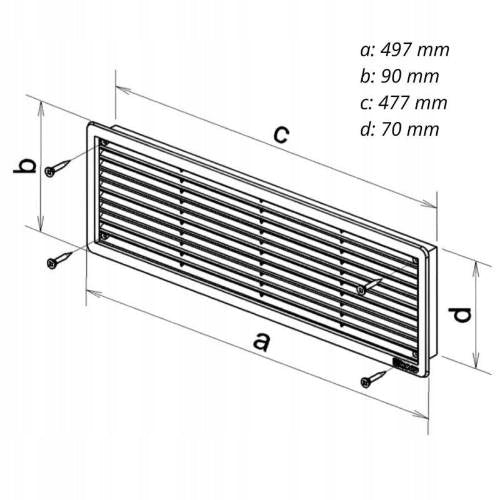 Mřížka větrací dveřní VMD, 500 x 90 mm, 2 ks, bílá 0201 Packaging status original