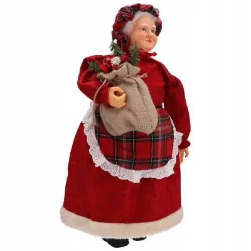 Mrs. Santa Claus made of fabric with sleds and skis, Christmas tree, lantern, 60cm Product height 60 cm