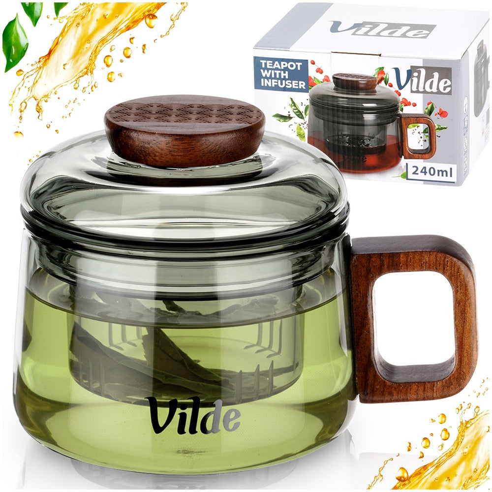Mug WITH INFUSER lid glass infuser for tea herbs 240 ml