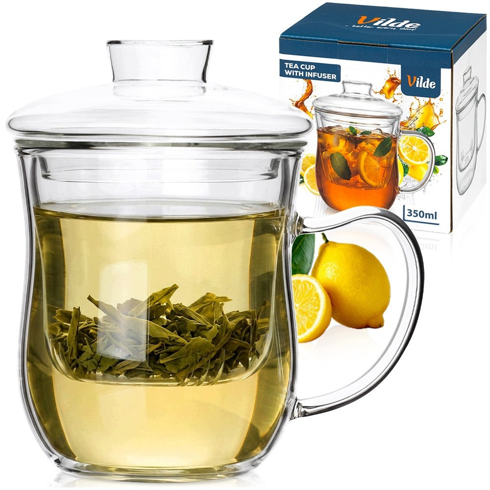 Mug WITH INFUSER lid glass infuser for tea herbs 350 ml