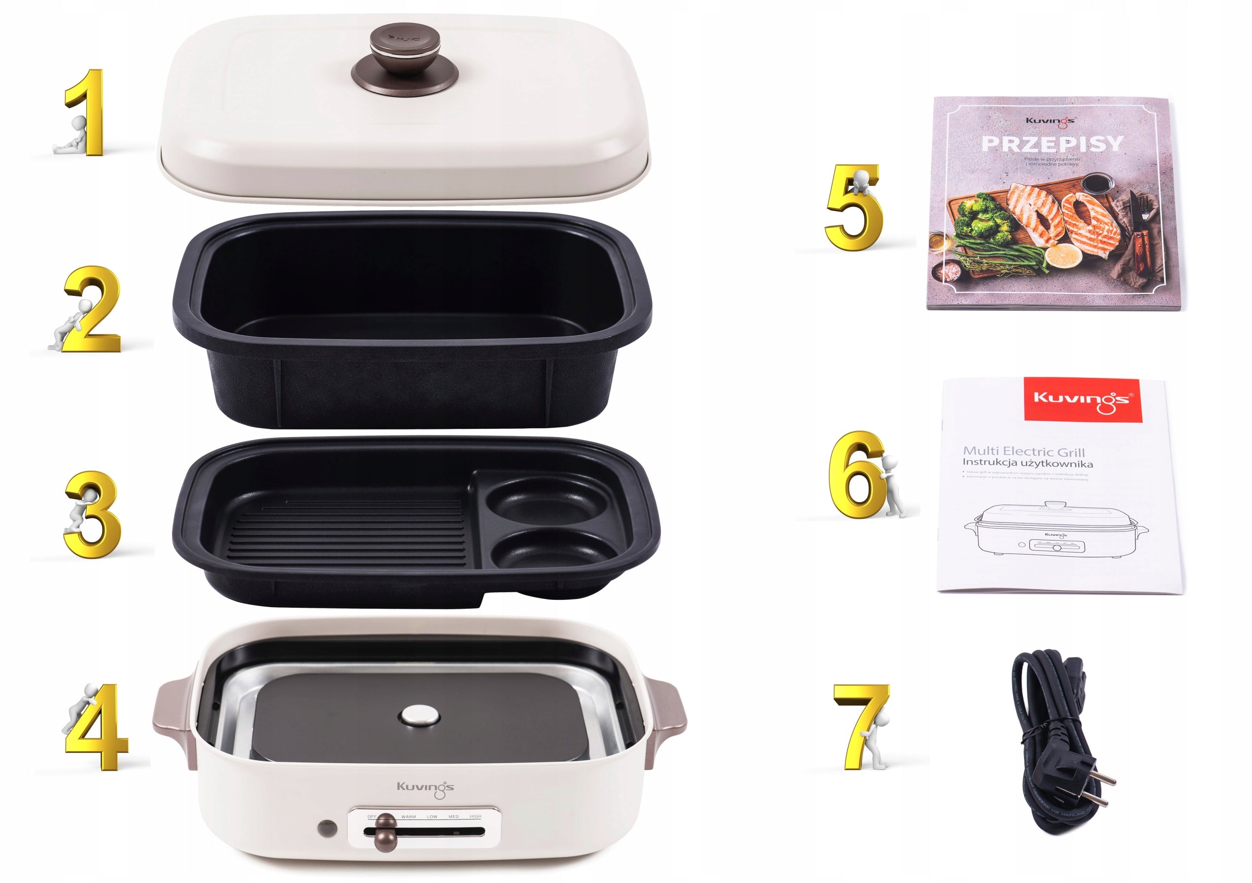 MultiGrill KUVINGS ELECTRIC CERAMIC, MULTIFUNCTIONAL, TABLE Dominant color beige