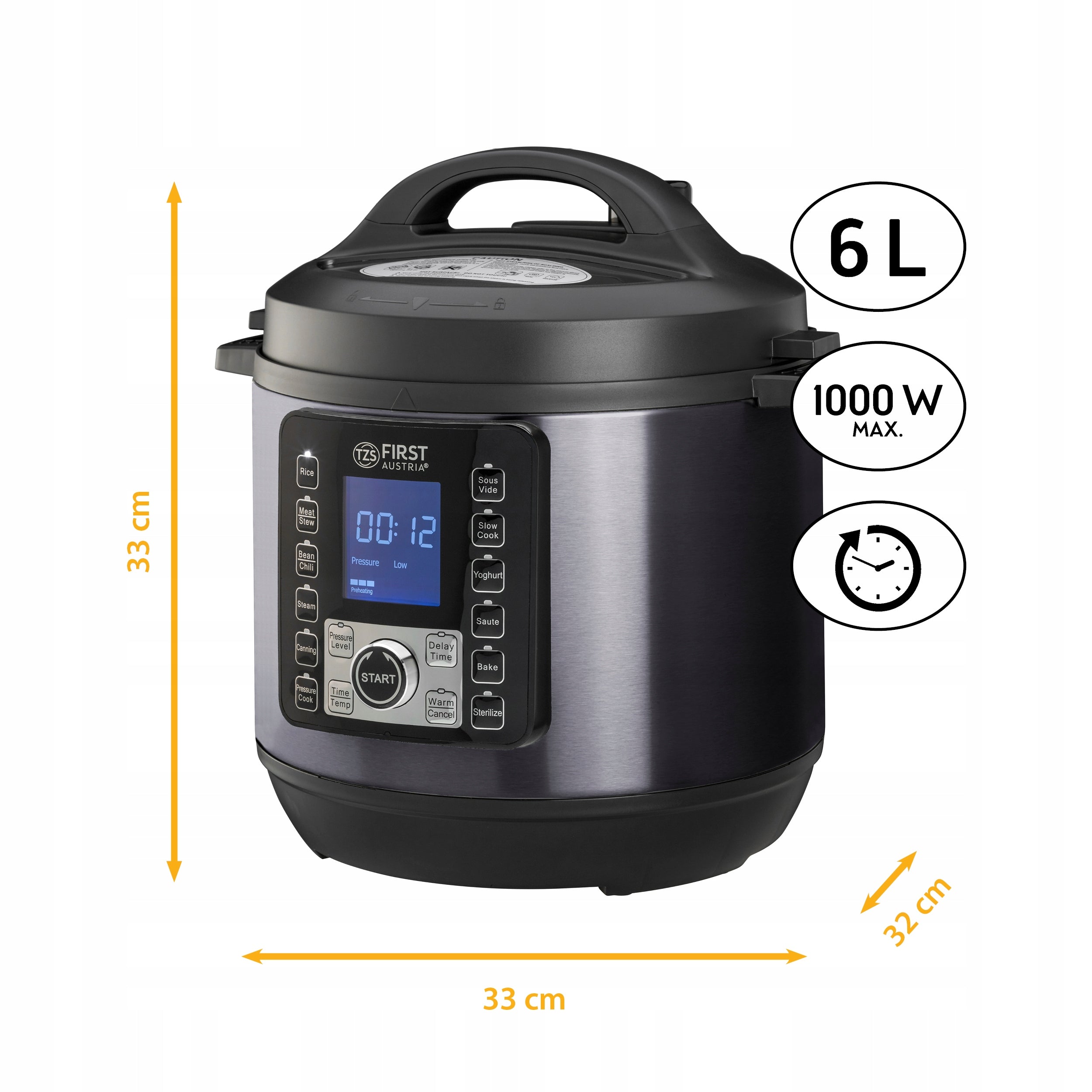 Multicooker Multifunction TZS First Austria FA-5130-2-GR 12 Programs 6L Manufacturer code FA-5130-2-GR