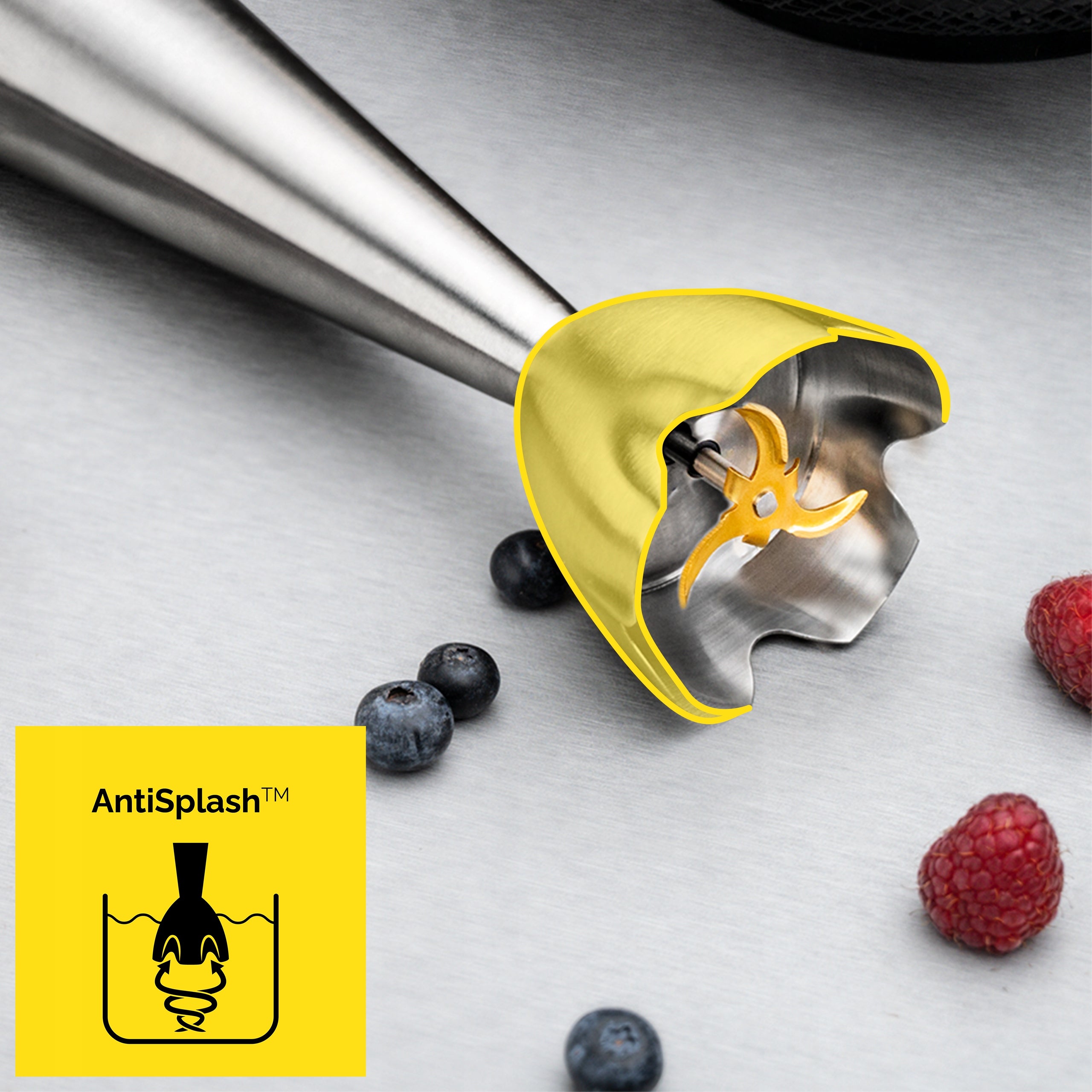 Multifunction Hand Blender 8in1 Yoer +Titanium Blades 1500W +14 ELEMENTS Dominant color silver/gray