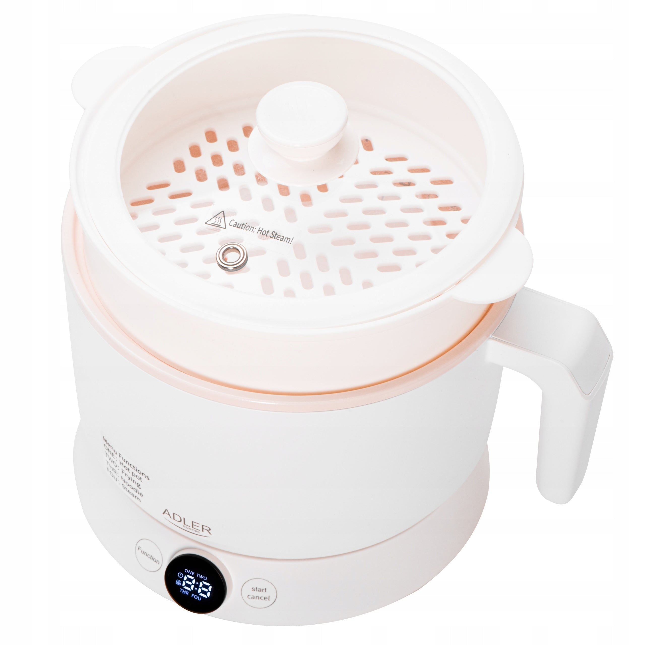 Multifunction pot ADLER AD 6422 4 operating modes 1,6L 800W Glass cover Dominant color white