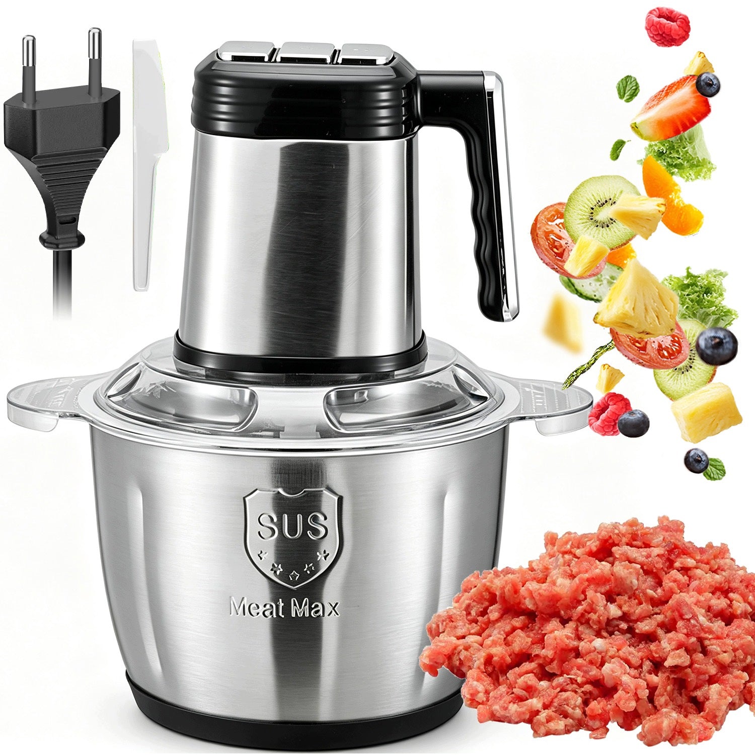 Multifunctional Food Processor Electric Meat Grinder, Vegetables and Fruits