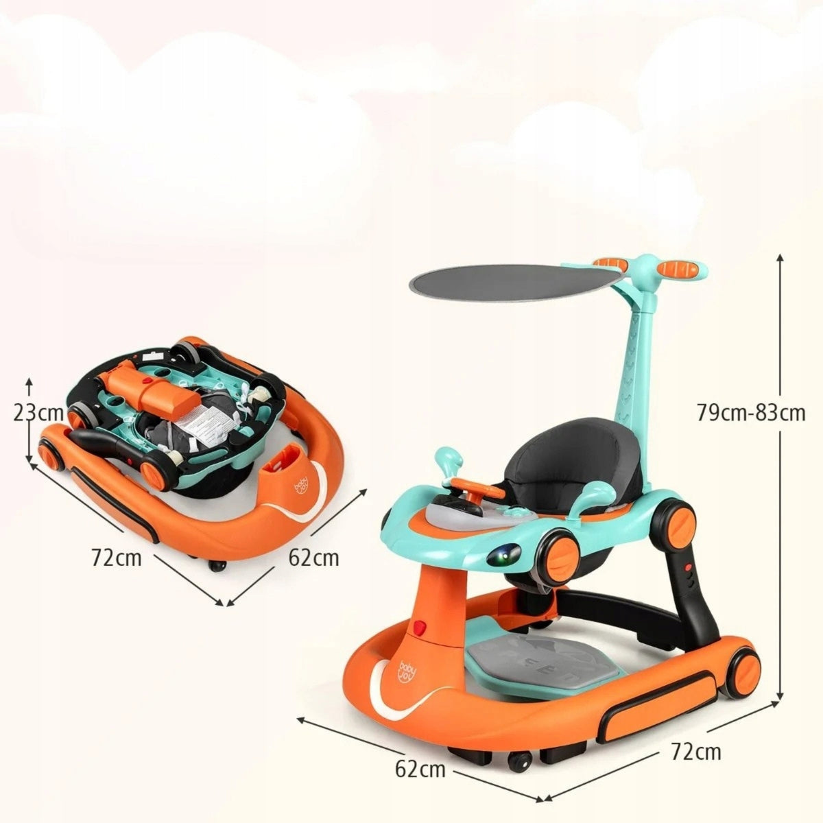 Multifunctional Height Adjustable Baby Walker Brand Costway