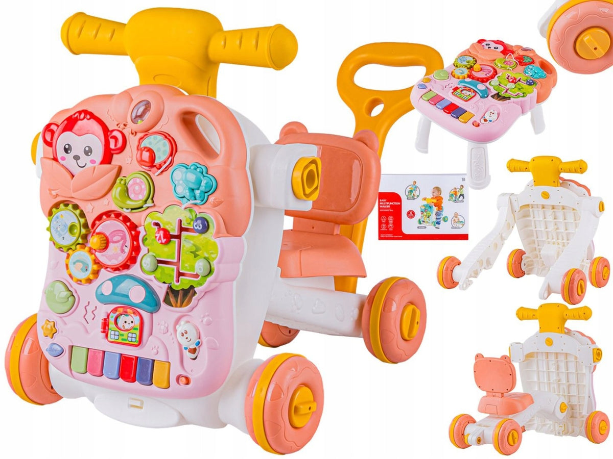 Multifunctional Interactive Ride-On Pusher Walker Educational Table Playing