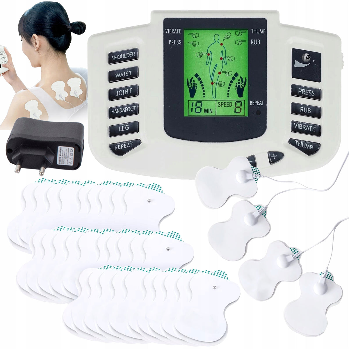 Multifunctional Pulse Massager for Body – XXL Set with 32 Electrodes