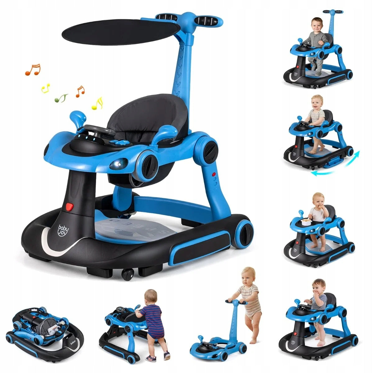 Multifunctional children's walker with height adjustment